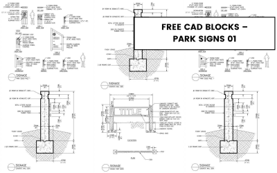 Free CAD Blocks – Park Signs 01